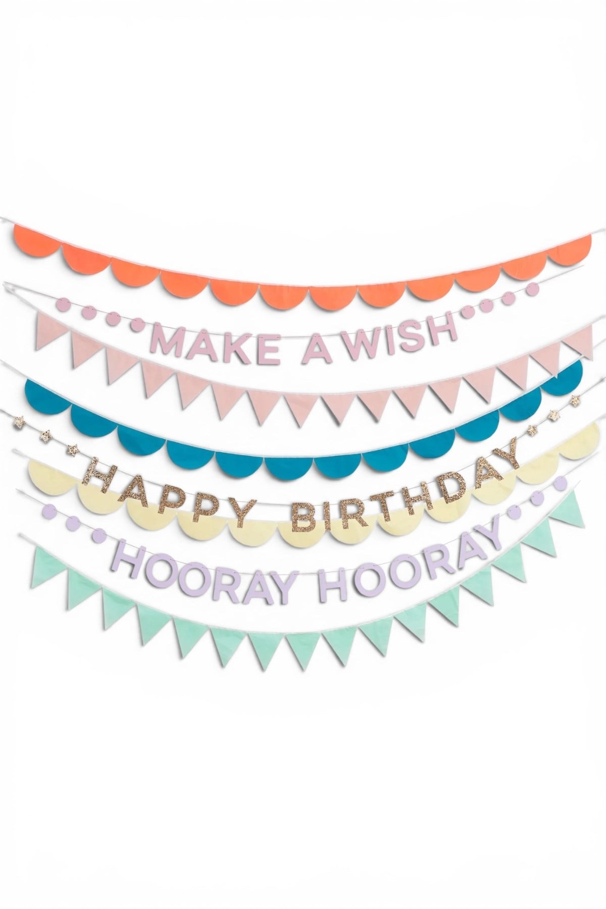 Meri Meri - Rainbow Birthday Garland - Gökkuşağı Doğum Günü Asılan Süsler - 8 parça Kırmızı