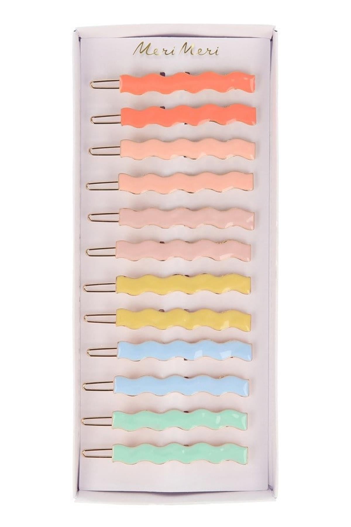 Meri Meri - Rainbow Enamel Hair Clips - Renkli Tokalar - 12'li Çok Renkli