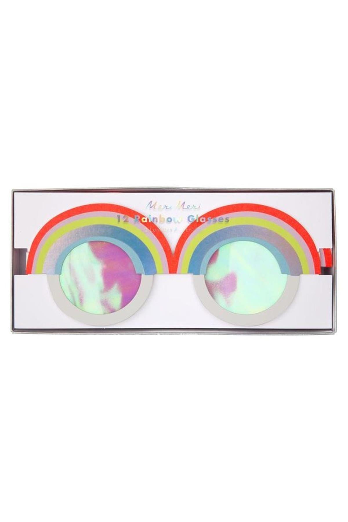 Meri Meri - Rainbow Paper Glasses - Gökkuşağı Kağıt Gözlük Çok Renkli