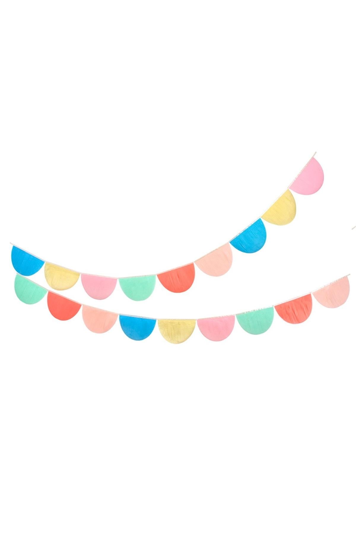 Meri Meri - Rainbow Tissue Paper Scallop Garlands - Gökkuşağı Yarım Ay Asılan Süs Çok Renkli