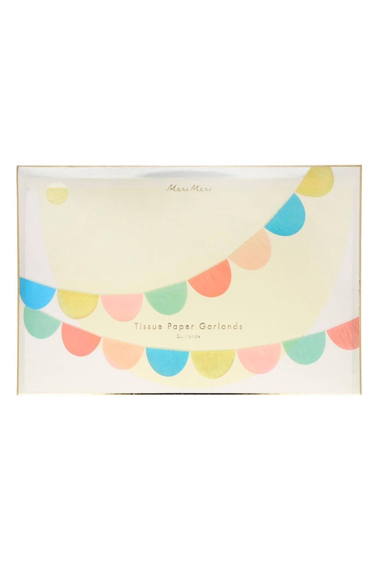 Meri Meri - Rainbow Tissue Paper Scallop Garlands - Gökkuşağı Yarım Ay Asılan Süs Çok Renkli