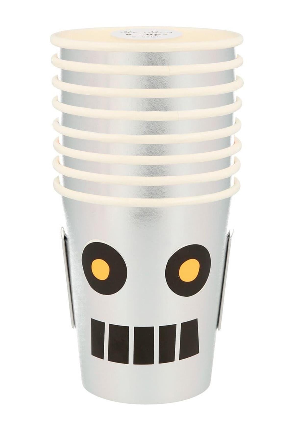 Meri Meri - Robot Cups - Robot Bardaklar - 8li Çok Renkli