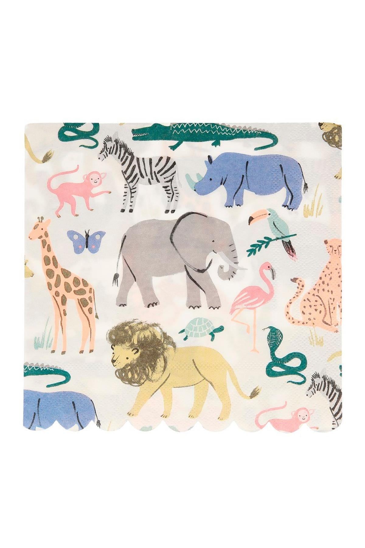 Meri Meri - Safari Napkins - Safari Peçete - L - 20li Çok Renkli