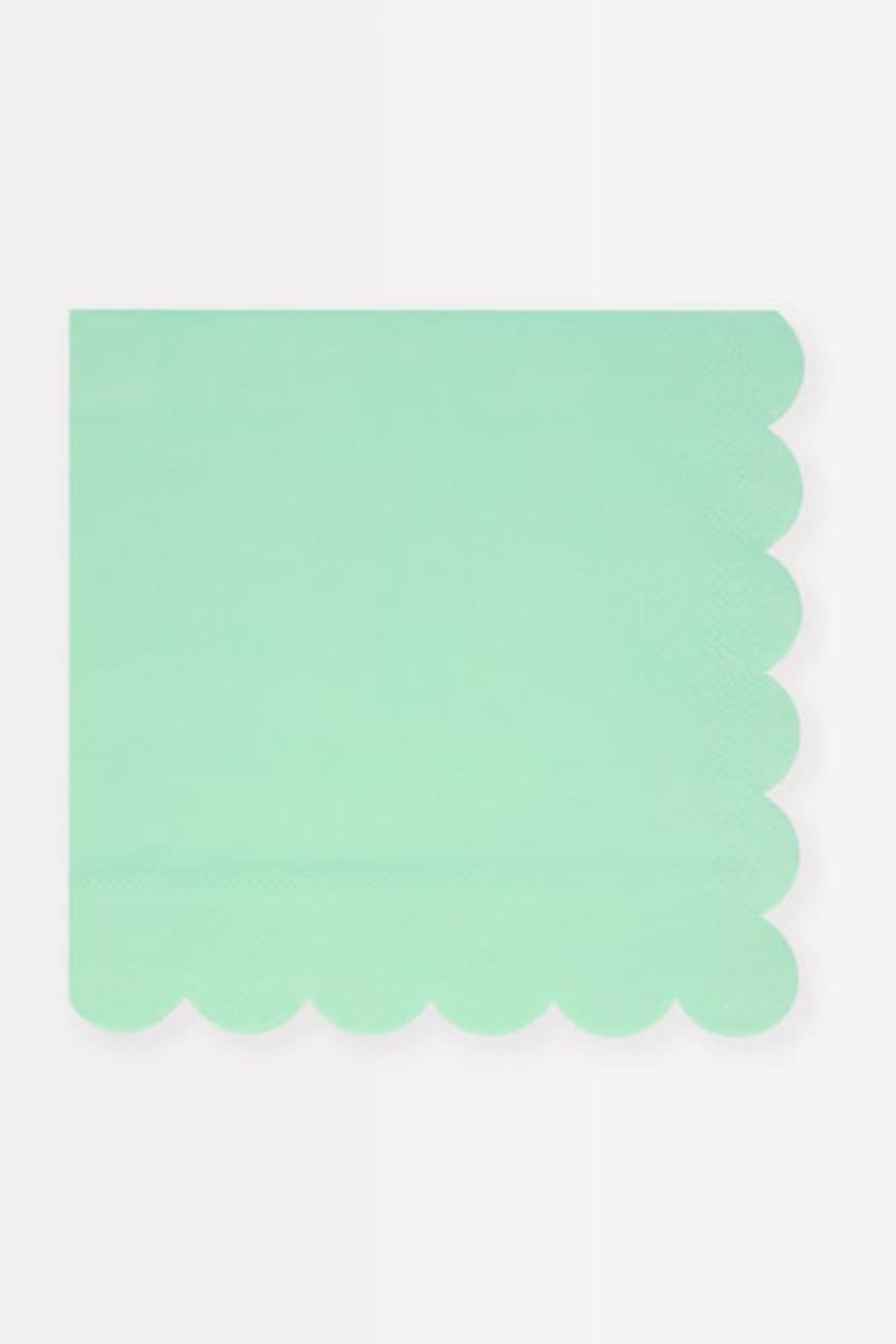 Meri Meri - Sea Foam Green Large Napkins - Deniz Köpüğü Yeşili Peçeteler (S) (x16) Çok Renkli