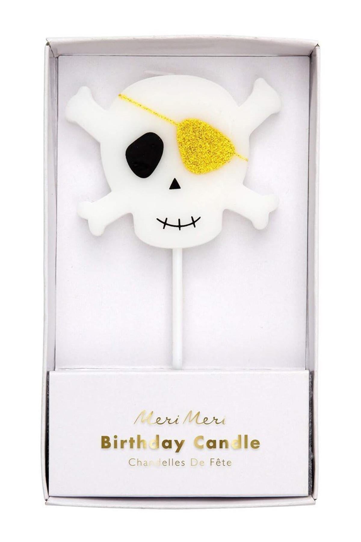 Meri Meri - Skull & Crossbones Candle - Kemik & Kuru Kafa Mum Çok Renkli