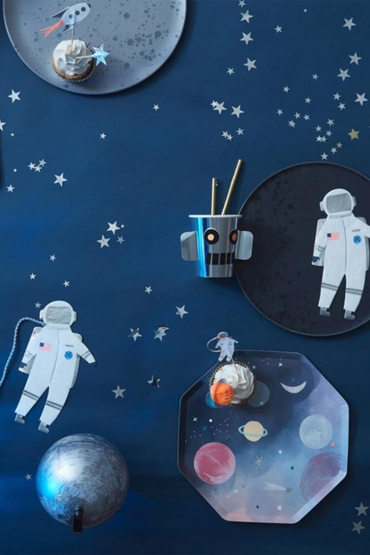 Meri Meri - Space Plates - Uzay Tabaklar - L - 8li Çok Renkli
