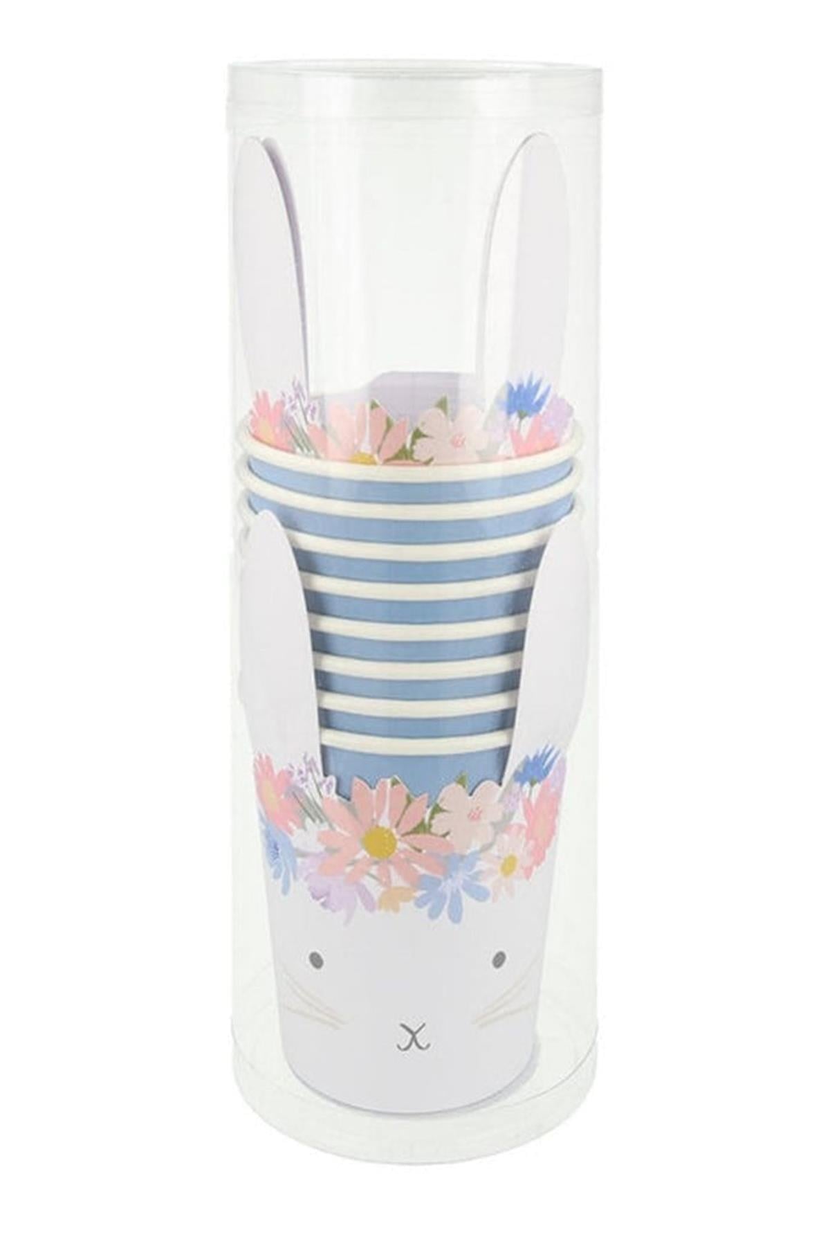Meri Meri - Spring Floral Bunny Cup - Çiçekli Tavşan Bardaklar - 8li Çok Renkli