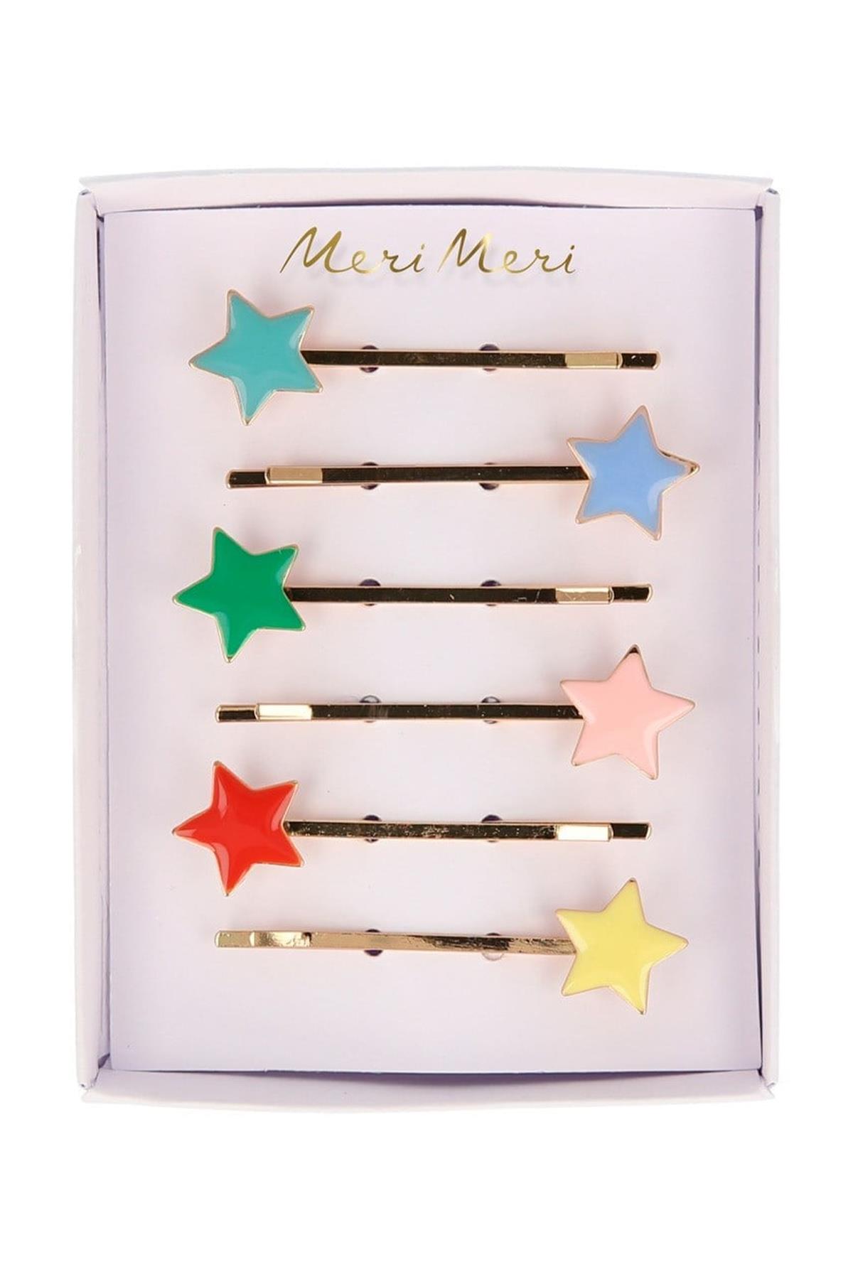 Meri Meri - Star Hair Slides - Yıldız Tokalar - 6'lı Çok Renkli