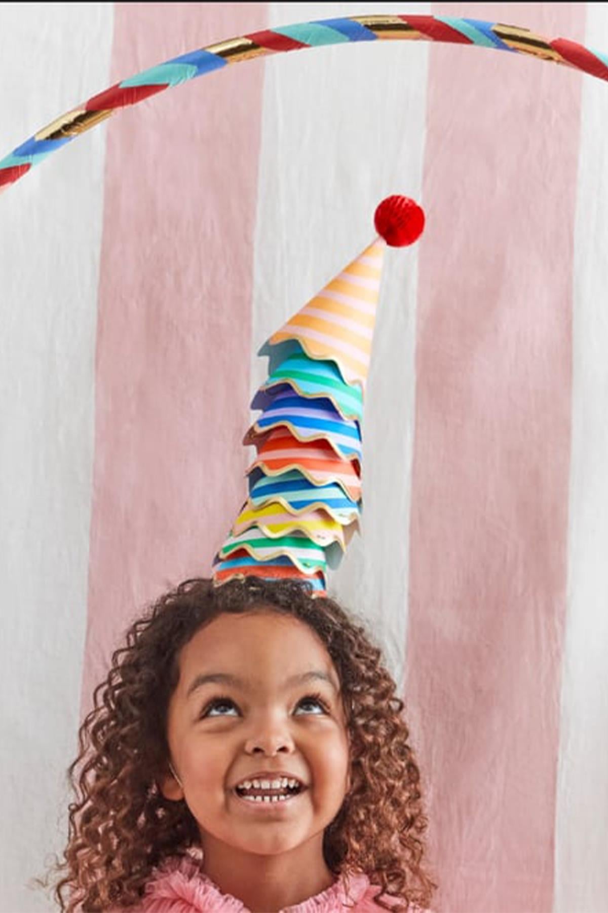 Meri Meri - Stripe Party Hats - Çizgili Parti Şapkaları (8li) Çok Renkli