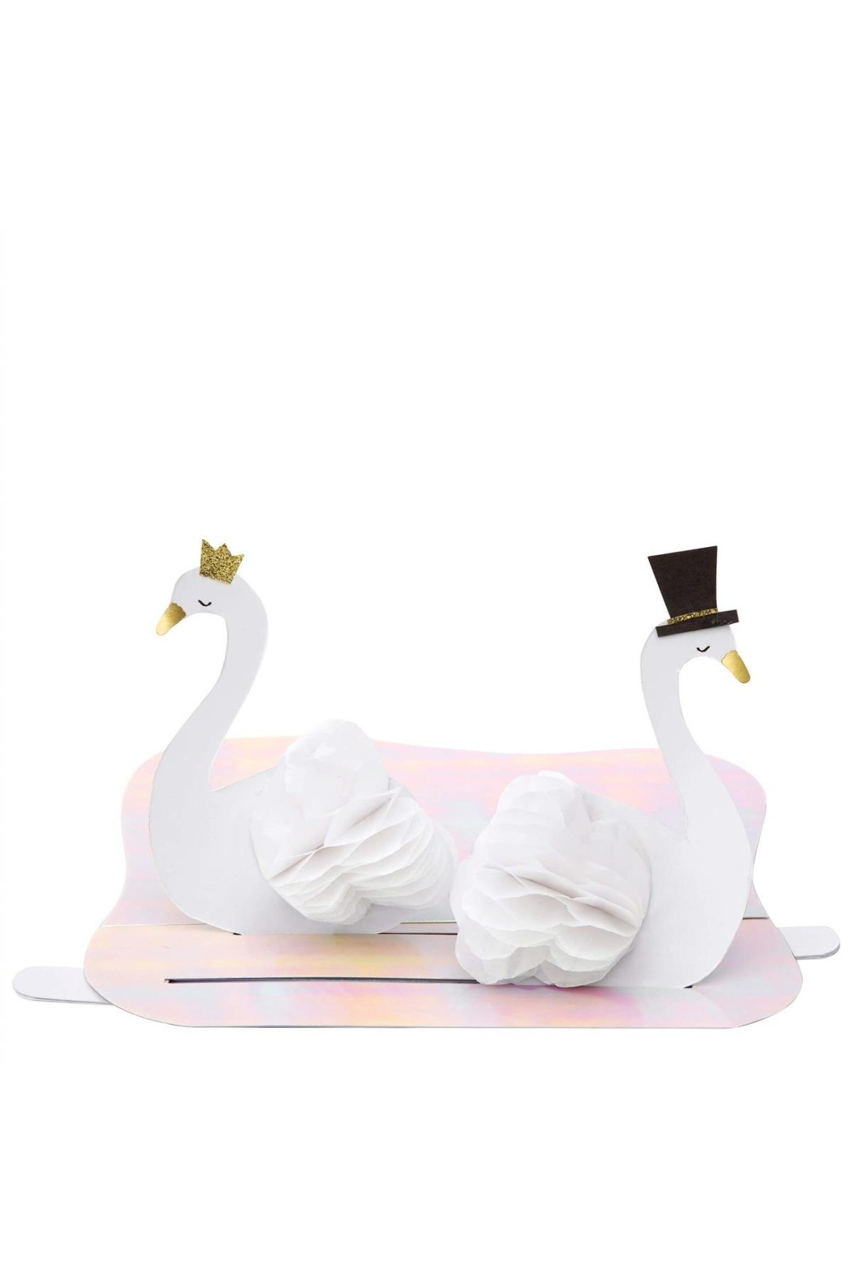 Meri Meri - Swan Wedding Card - Kuğulu Düğün Tebrik Kartı Çok Renkli