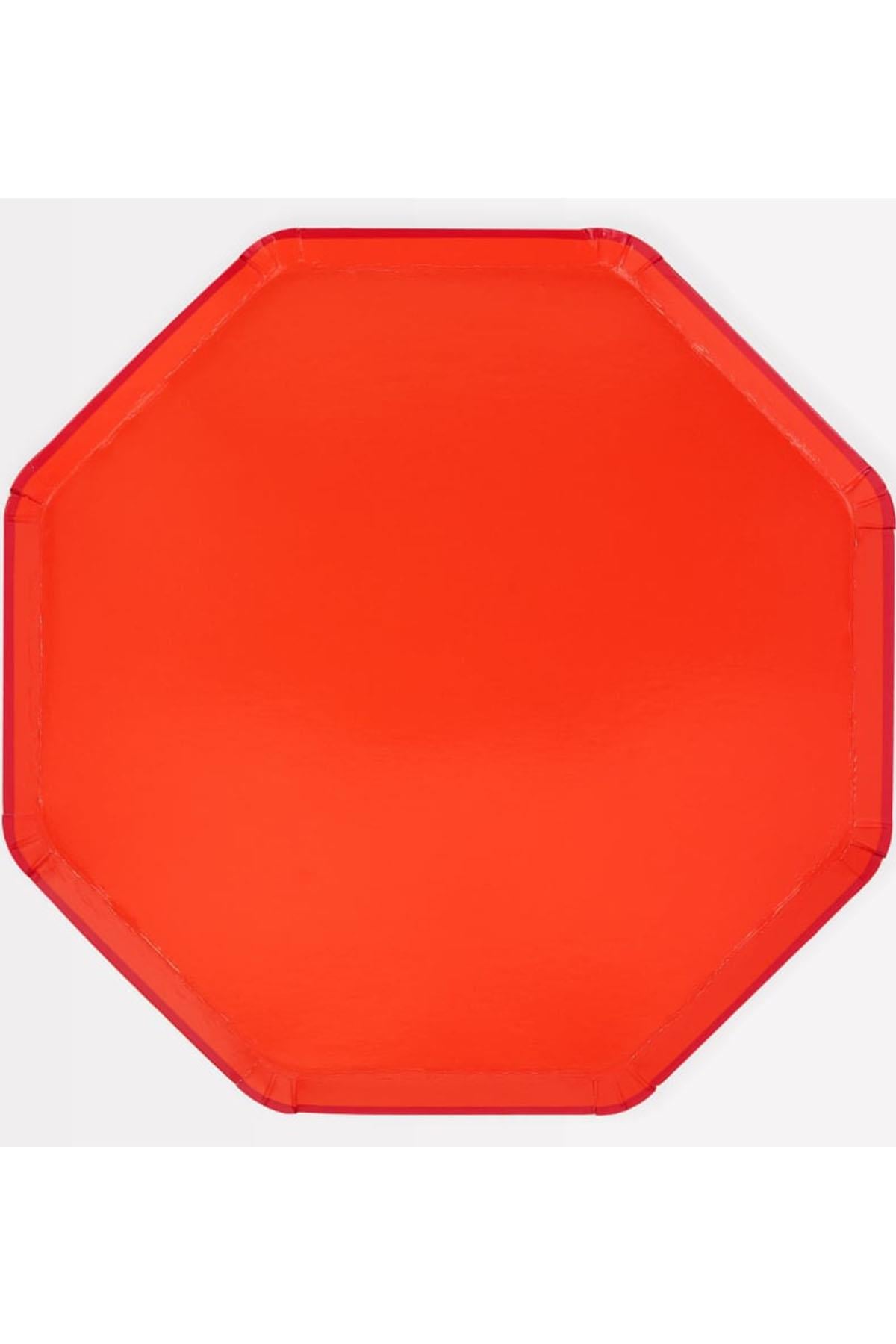 Meri Meri - Tomato Red Dinner Plates - Domates Kırmızısı Tabaklar (L) (x8) Çok Renkli