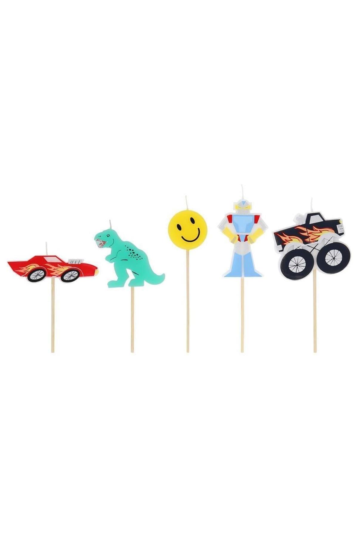 Meri Meri - Toybox Mumlar - 5 Adet Çok Renkli