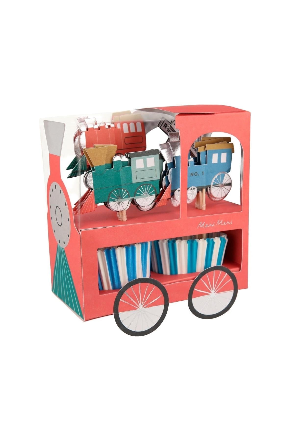 Meri Meri - Train Cupcake Kit - Tren Cupcake Seti - 24'lü Çok Renkli