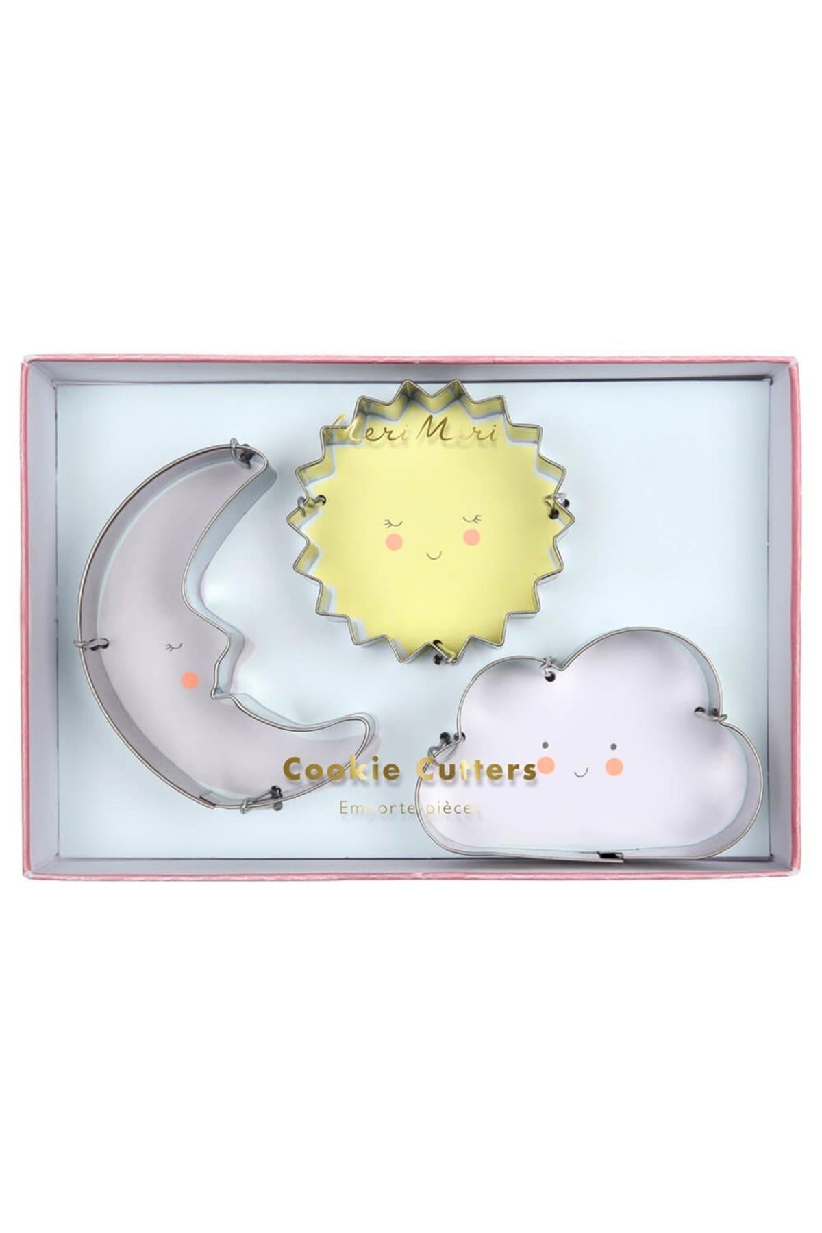 Meri Meri - Weather Cookie Cutters - Güneş & Ay & Bulut Kurabiye Kalıbı Çok Renkli