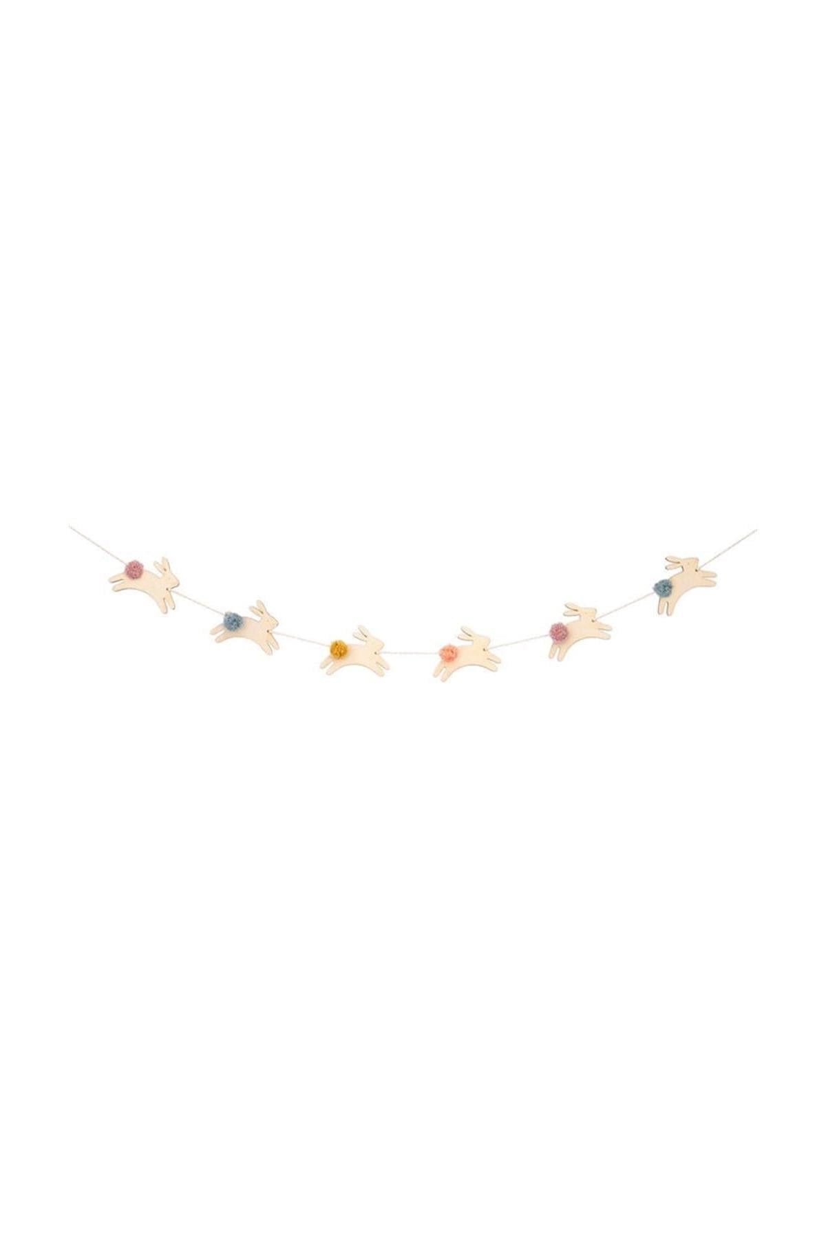 Meri Meri - Wooden Bunny Mini Garland - Ahşap Tavşanlar Mini Asılan Süs Çok Renkli