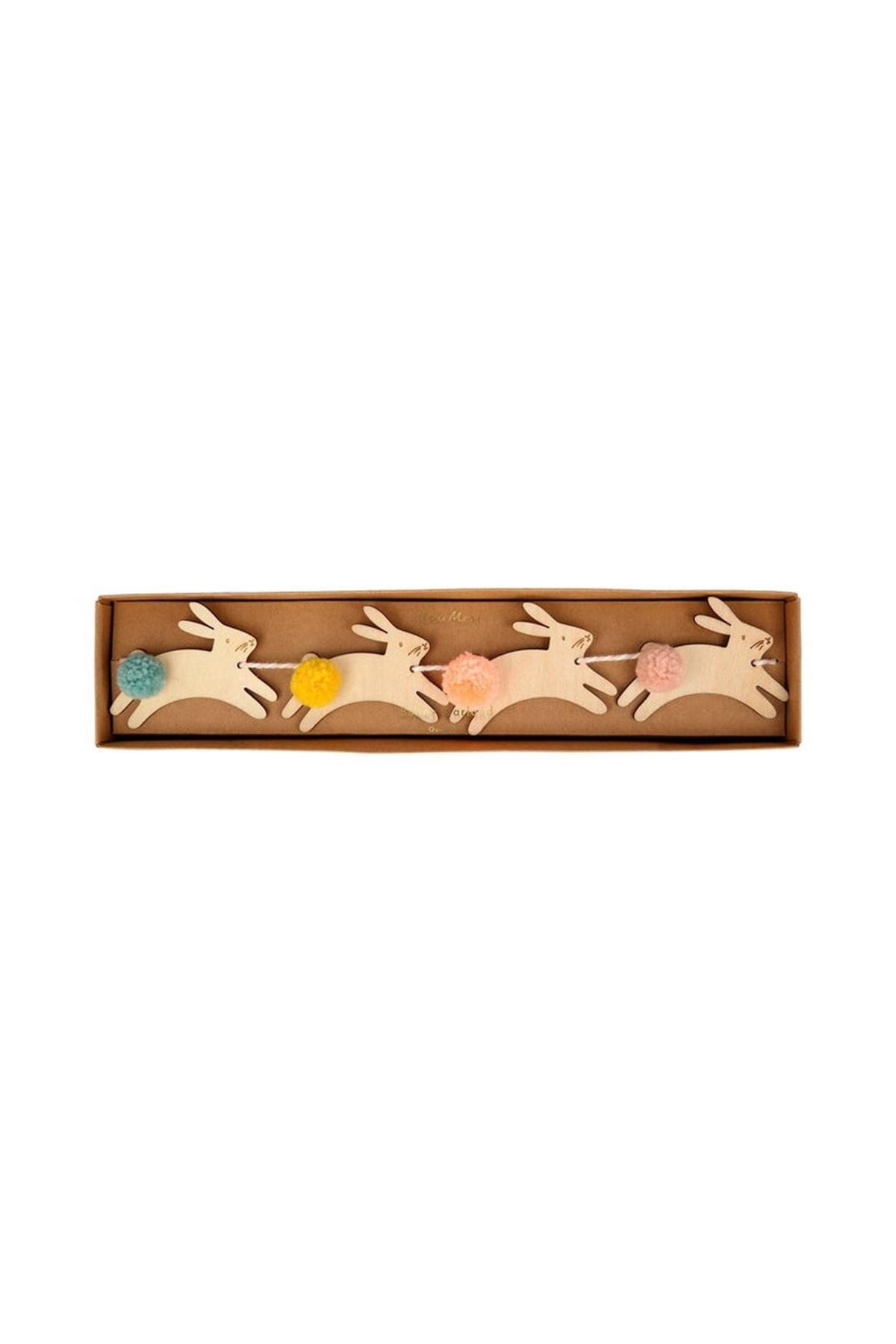 Meri Meri - Wooden Bunny Mini Garland - Ahşap Tavşanlar Mini Asılan Süs Çok Renkli