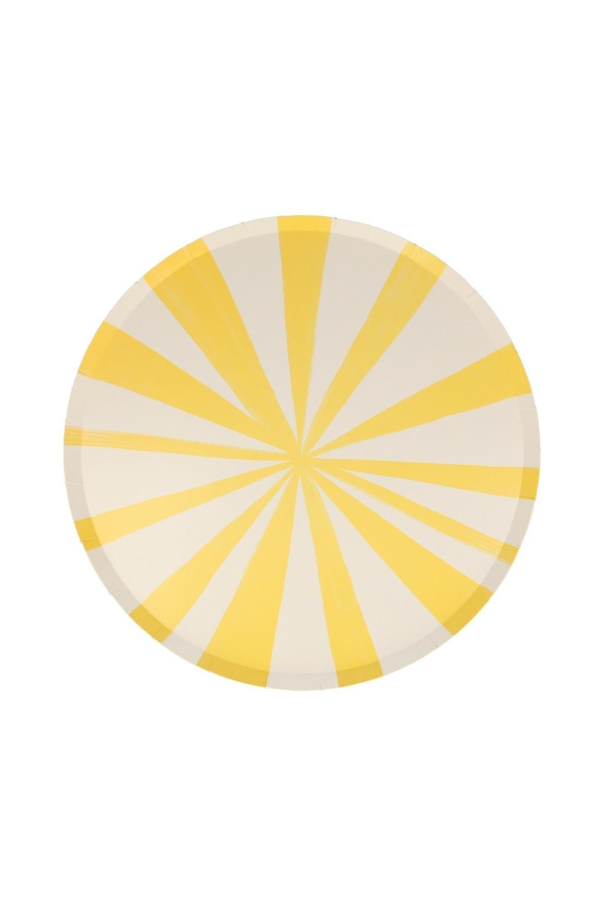 Meri Meri - Yellow Stripe Plates - Sarı Çizgili Tabaklar - S - 8'li Çok Renkli