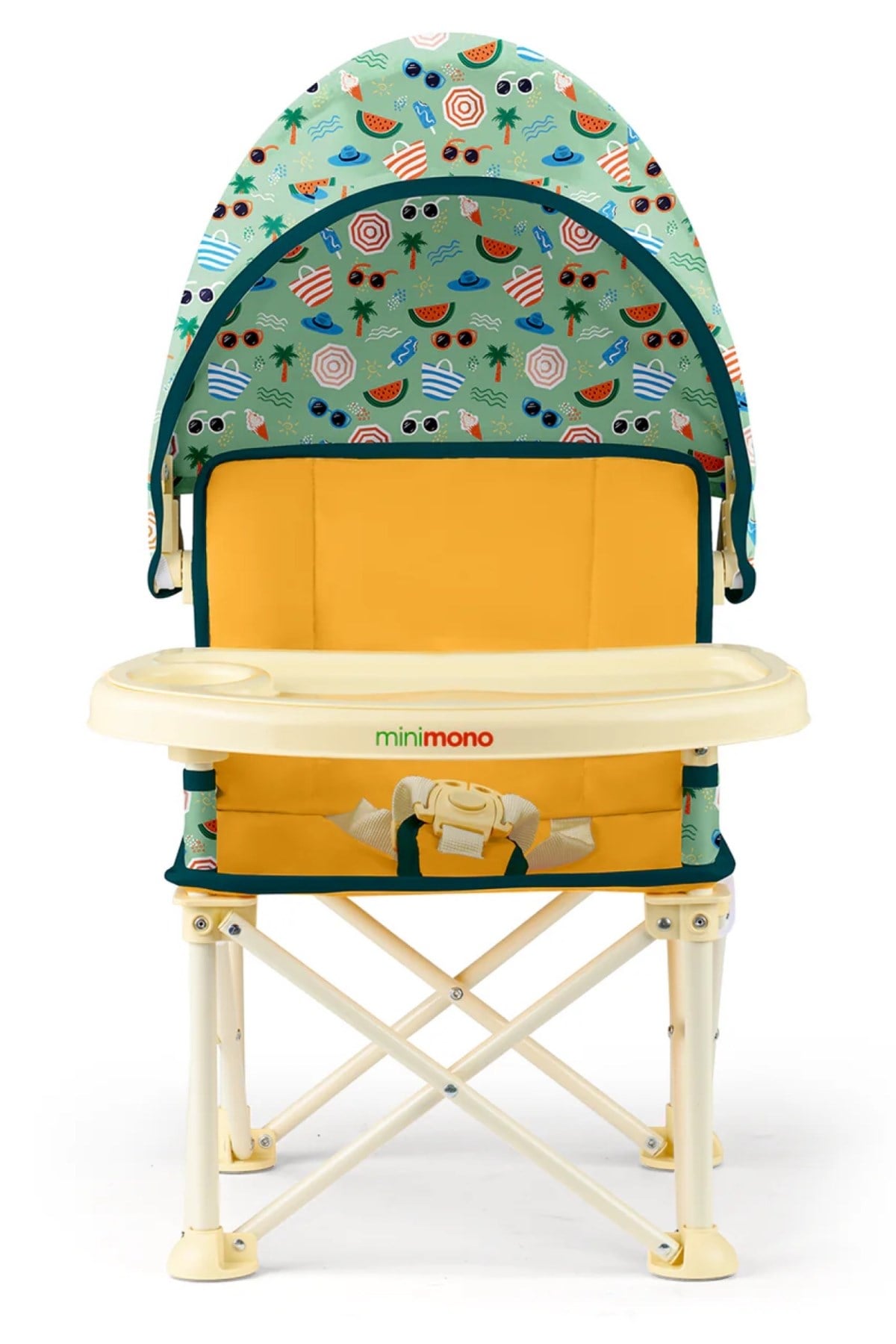 Minimono Yeni Tenteli Portatif  Mama Sandalyesi - Sarı Plaj Sarı