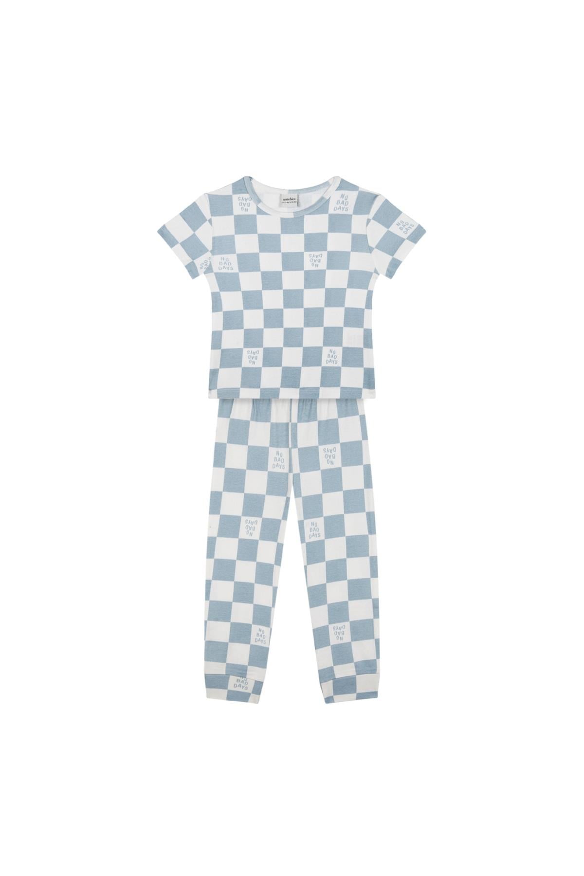 No Bad Days Kısa Kollu Pijama Takımı Mavi