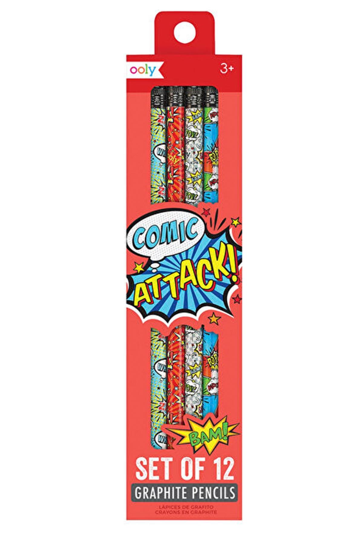 Ooly 12li Silgili Kurşun Kalem - Comic Attack Çok Renkli