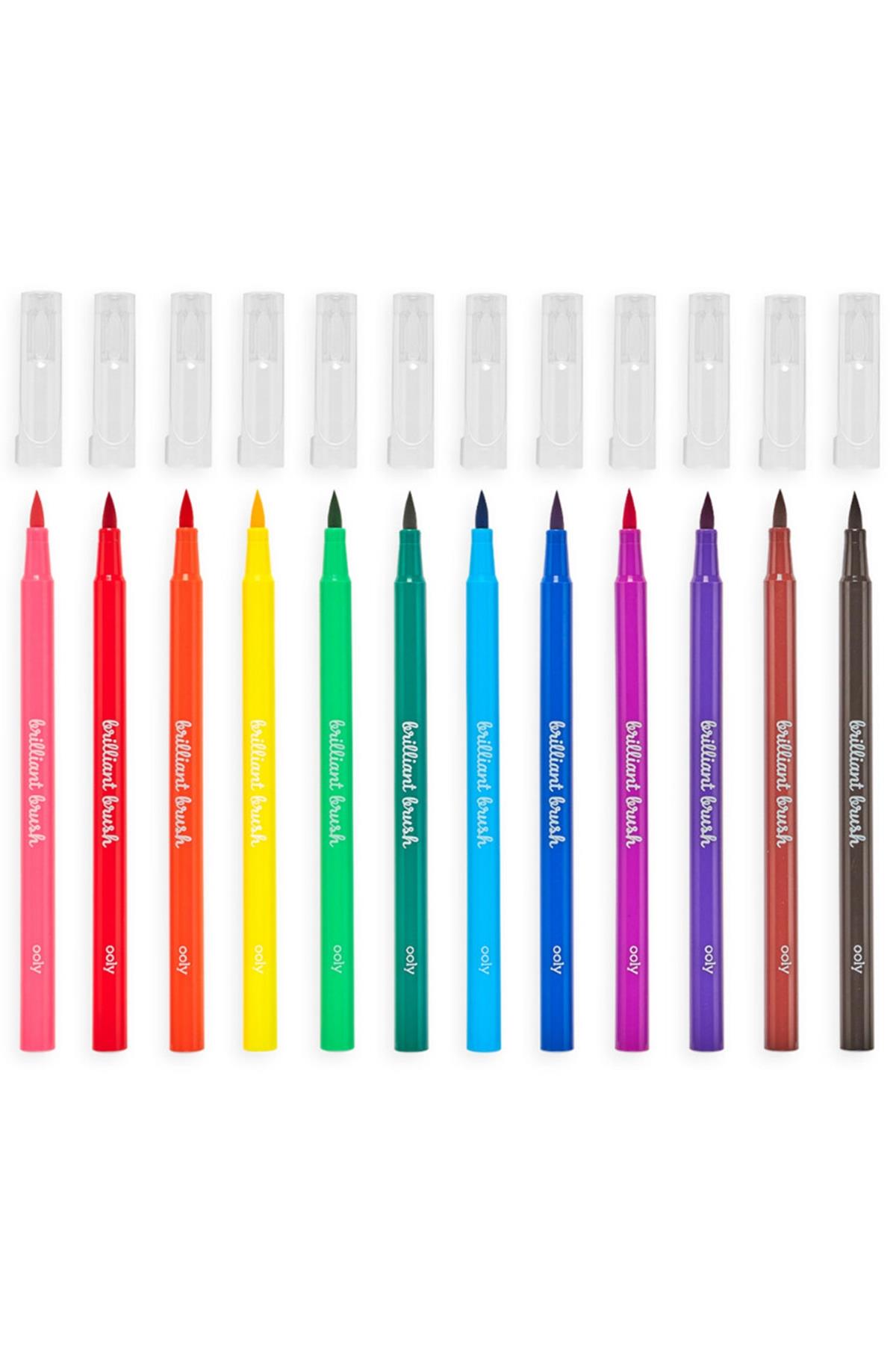 Ooly Brilliant Brush Fırça Uçlu 12li Keçeli Kalem Çok Renkli