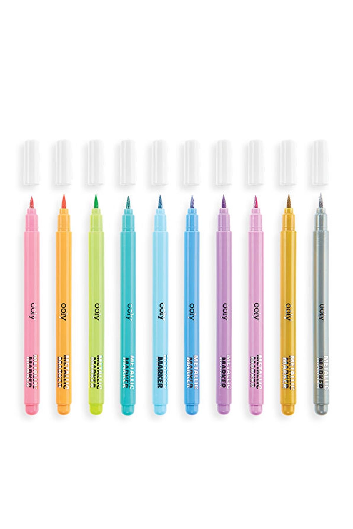 Ooly Color Lustre Fırça Uçlu 10lu Metalik Kalem Çok Renkli