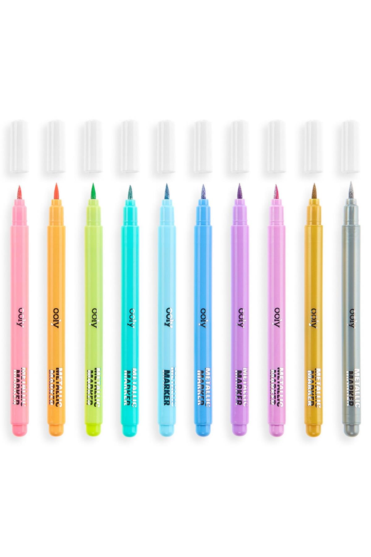 Ooly Color Lustre Fırça Uçlu 10lu Metalik Kalem Çok Renkli
