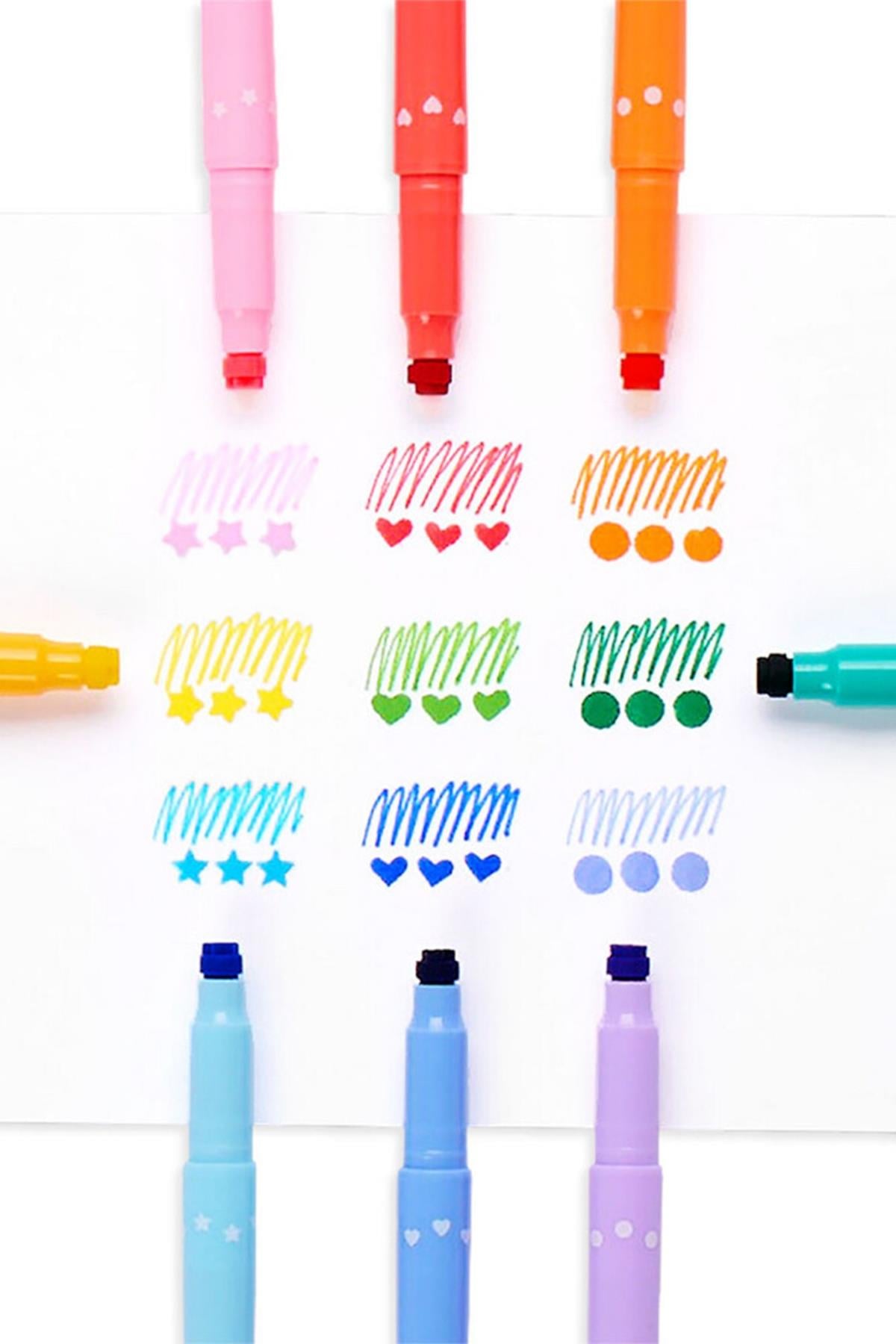 Ooly Confetti Stamp Çift Uçlu 9lu Keçeli Kalem Çok Renkli