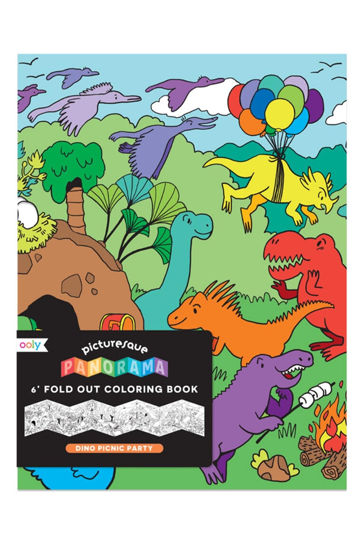 Ooly Katlanabilir Boyama Kitabı - Dino Picnic Party Çok Renkli
