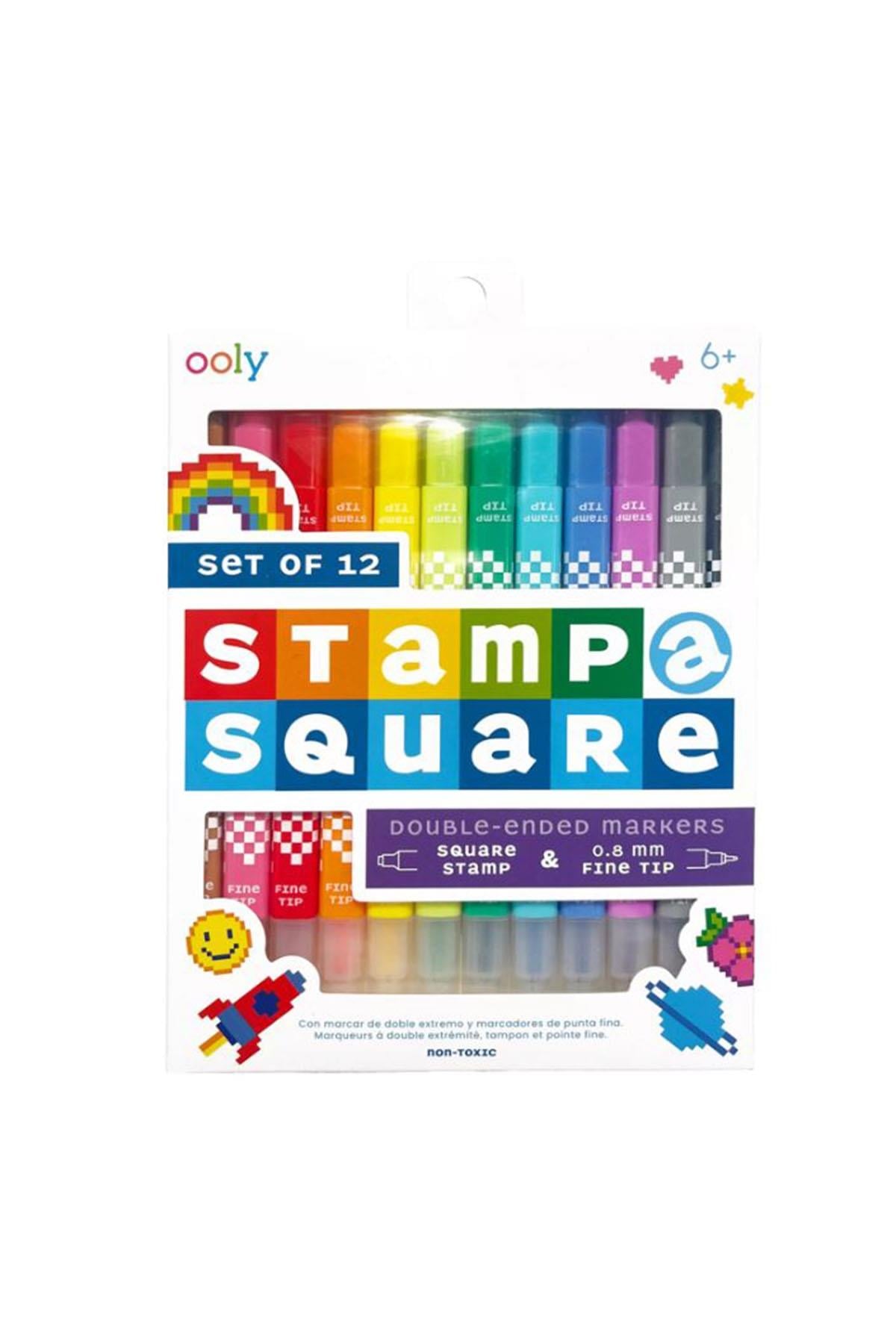 Ooly Stamp-A-Square Çift Uçlu 12li Keçeli Kalem Çok Renkli