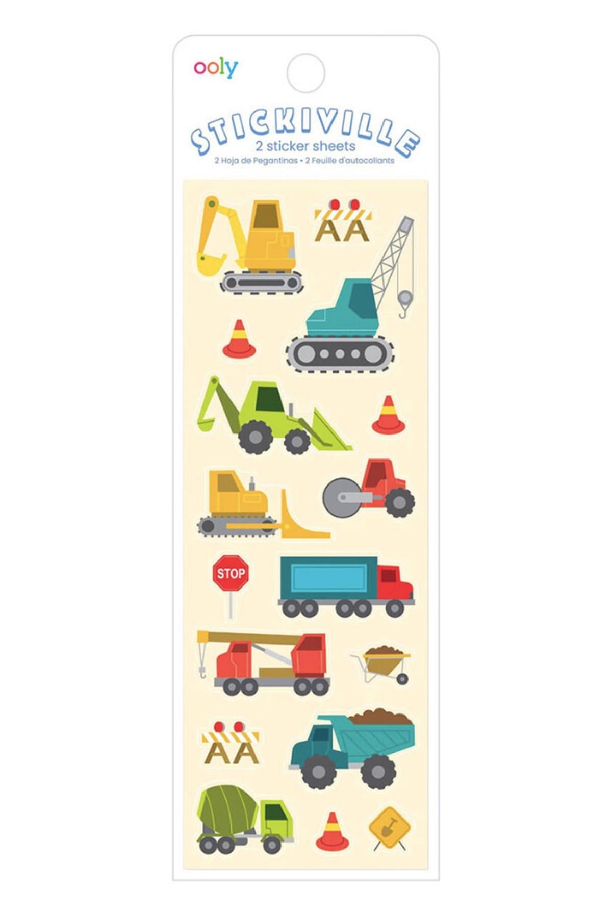 Ooly Stickiville Çıkartmalar - Construction Vehicles Çok Renkli