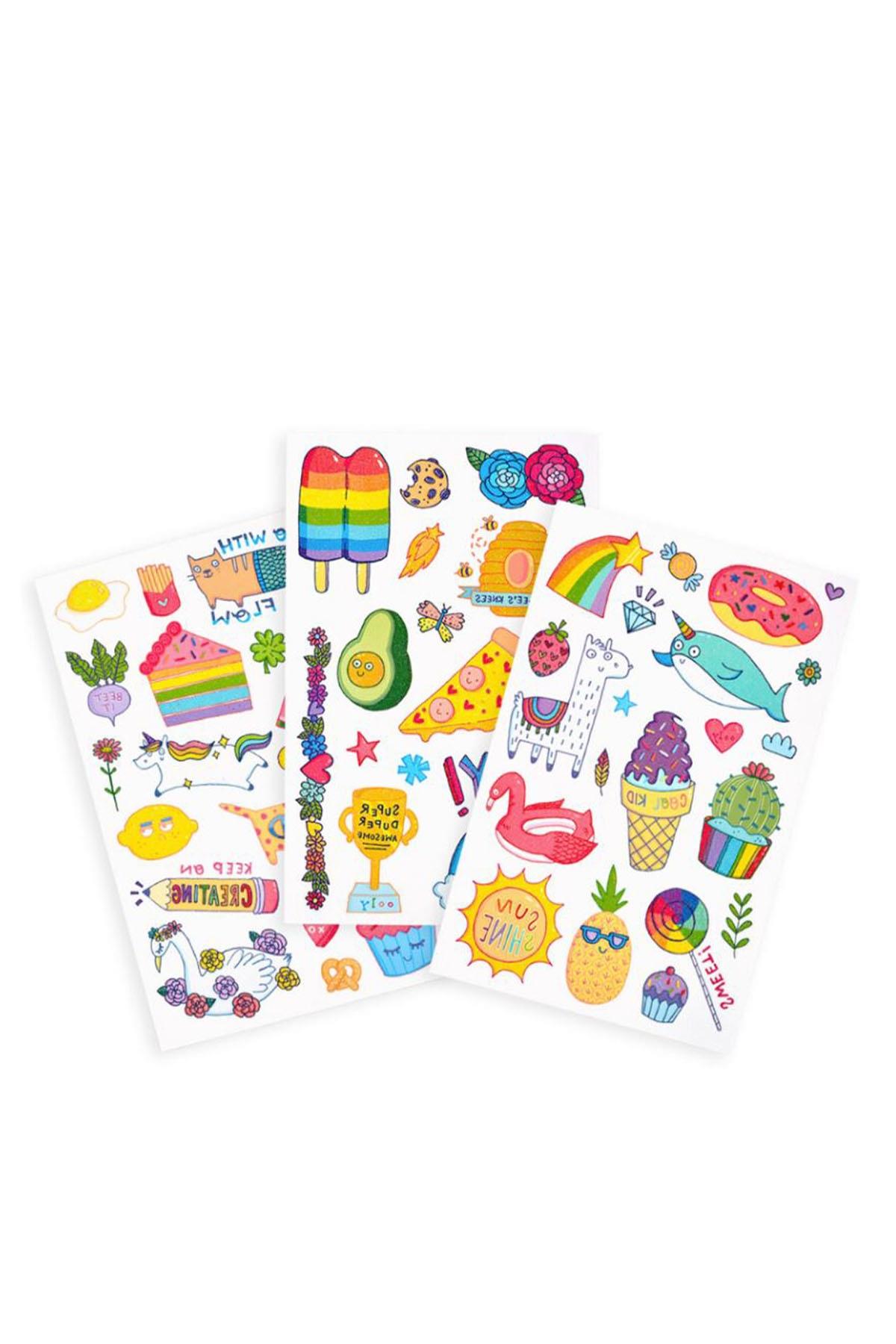 Ooly Tattoo Palooza Geçici Dövme Seti - Cute Doodle World Çok Renkli