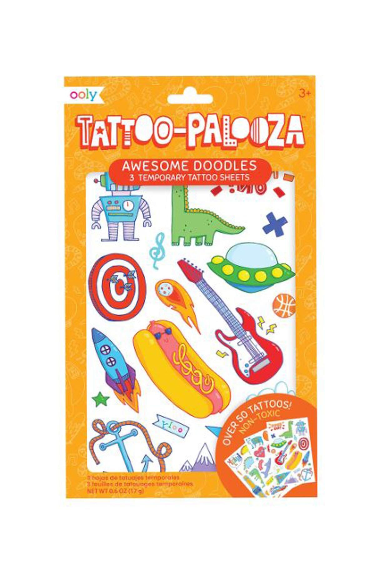 Ooly Tattoo Palooza Geçici Dövme Seti - Awesome Doodles Çok Renkli