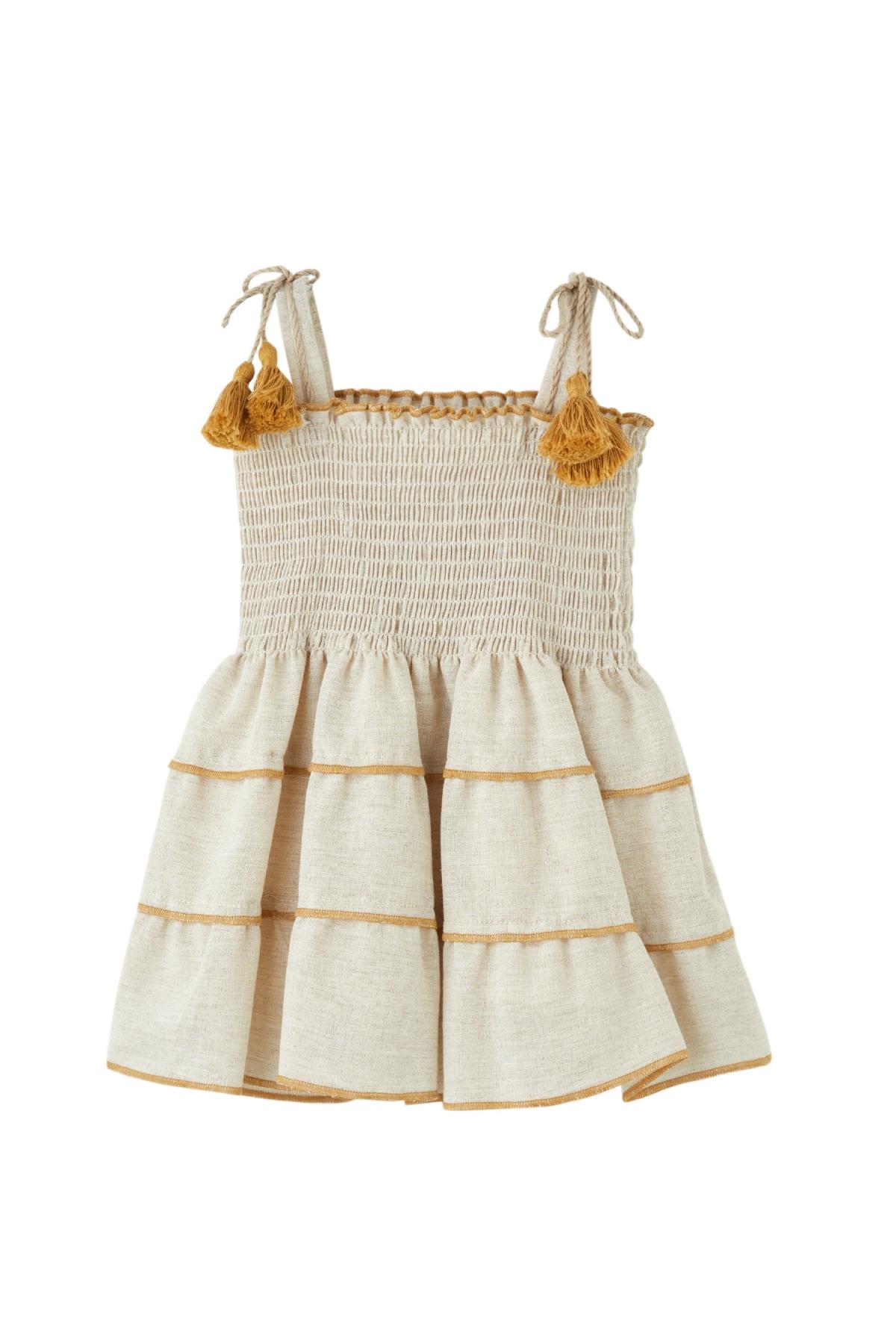Patique / Boho Gipeli Elbise Krem