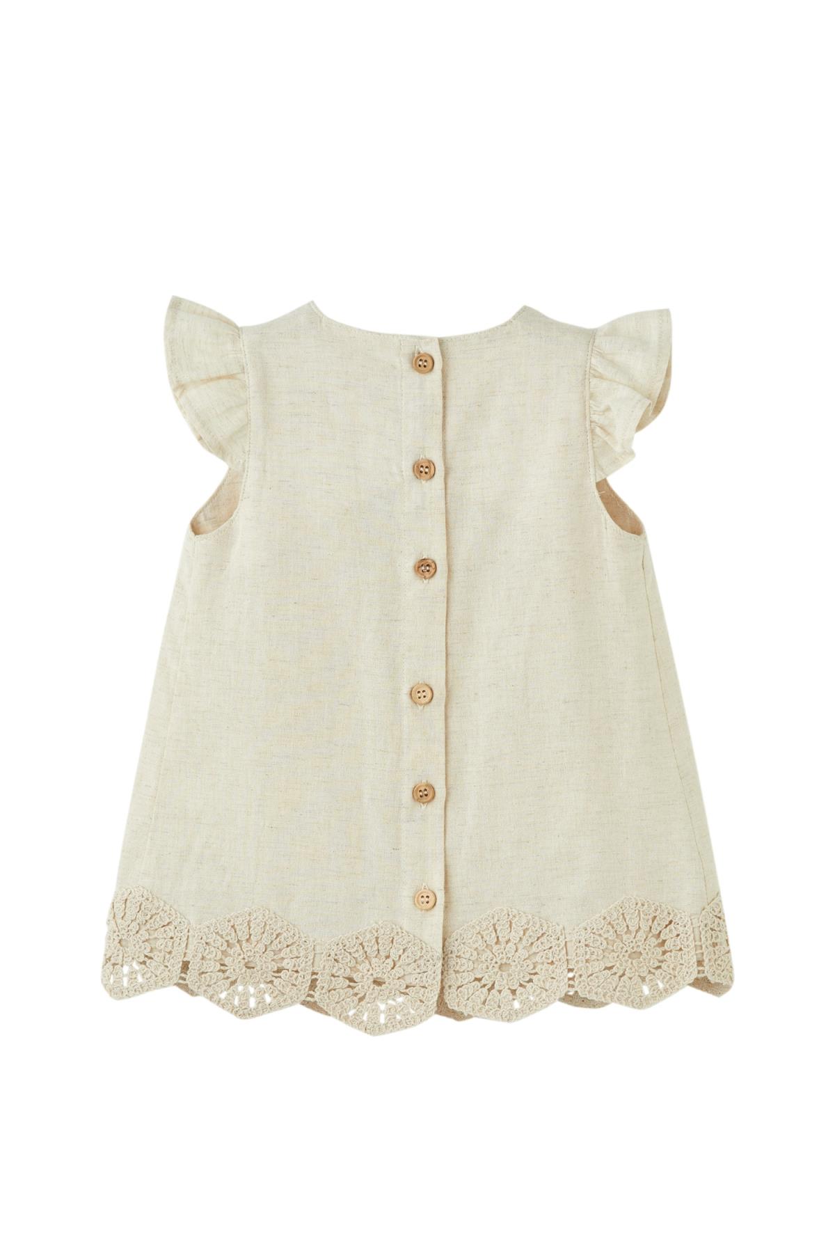 Patique / Boho Raw Elbise Krem