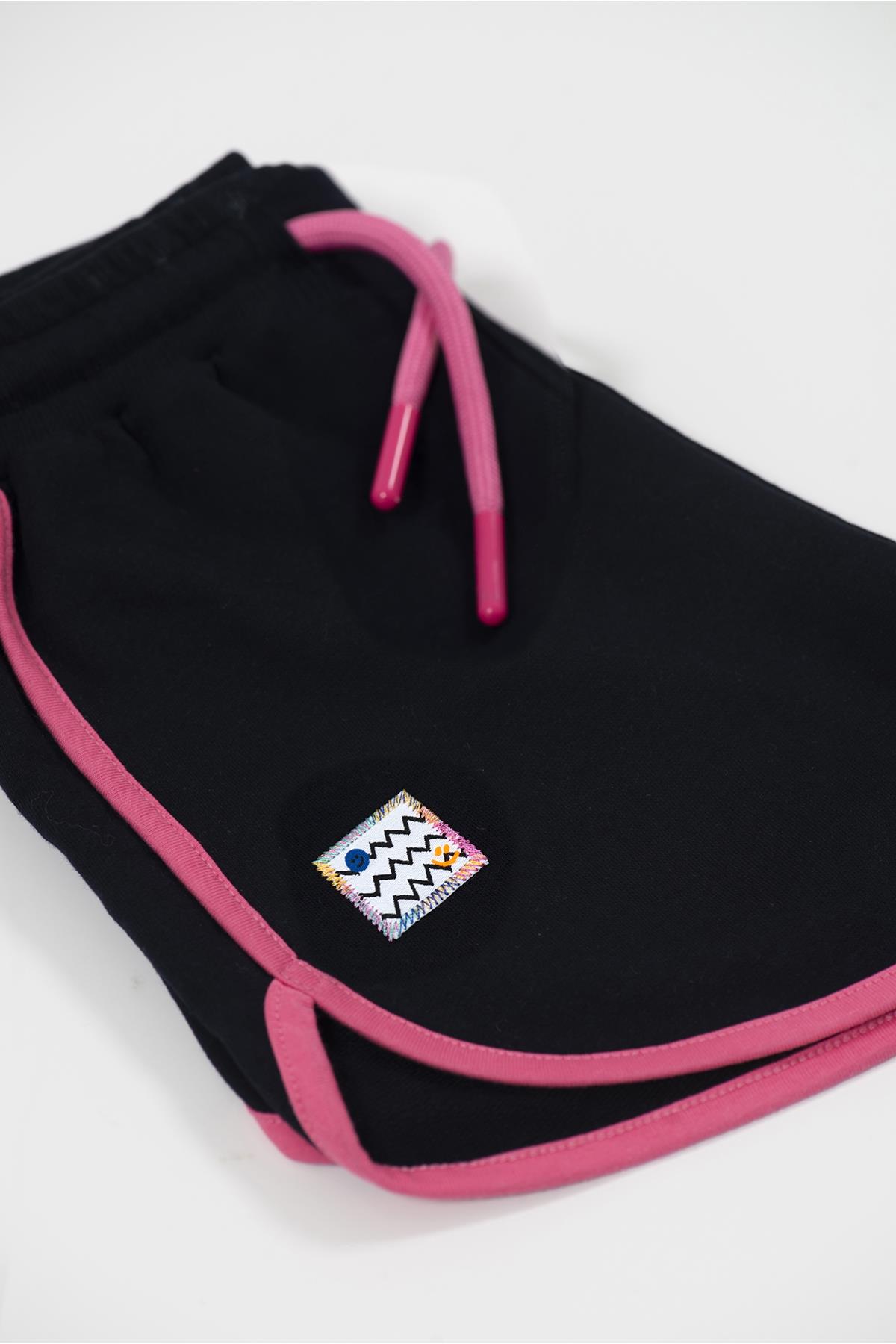 Beetlebeez / Retro Pink Striped Short -Retro Model Pembe Biyeli Çocuk Kısa Şort - (Pembe Kordonlu) Lacivert