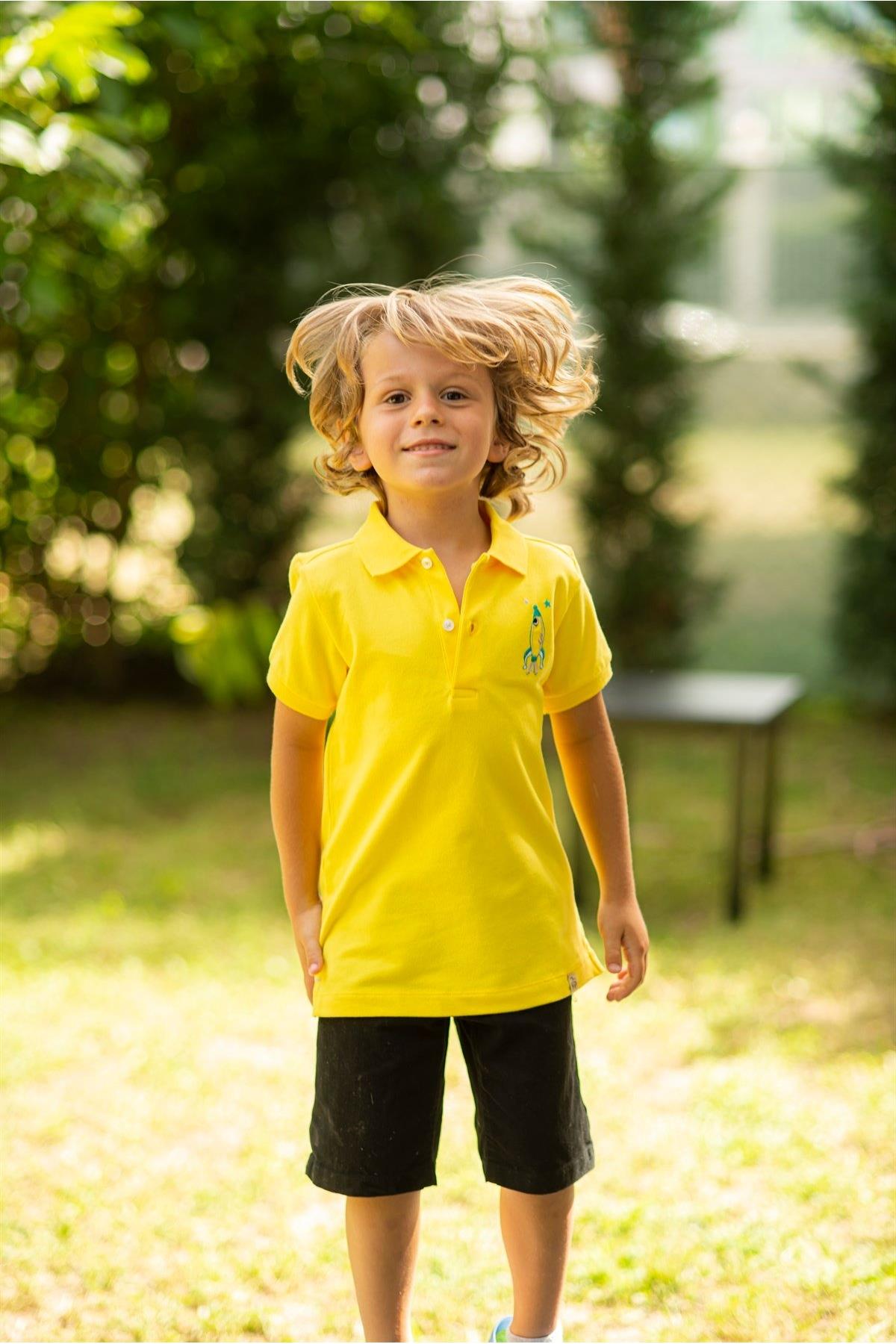 Beetlebeez / Rocket Fish Kısa Kollu Çocuk Polo Yaka T-shirt Sarı
