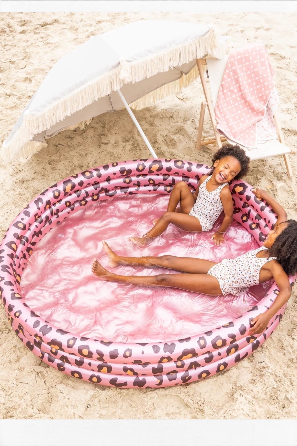 Swim Essentials Leopard Rose Gold Çocuk Şişme Oyun ve Yüzme Havuzu Çok Renkli