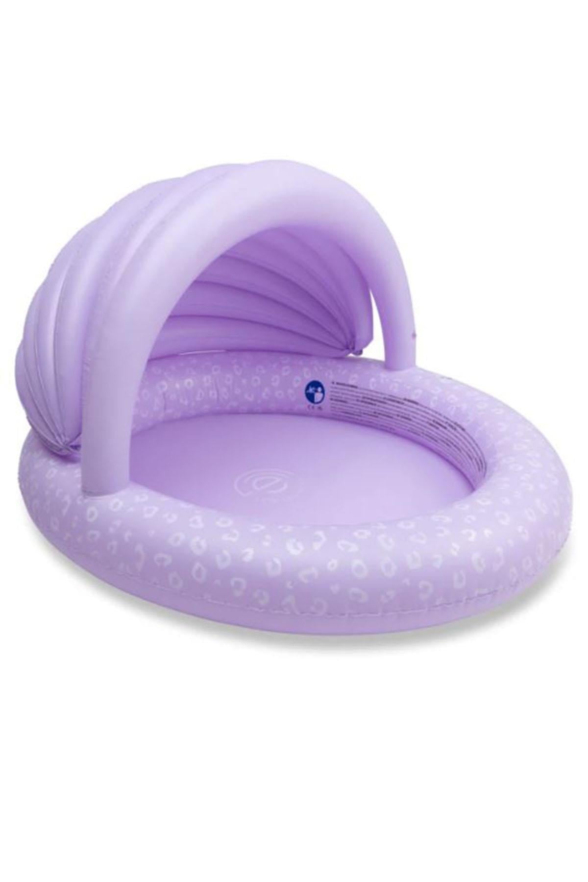 Swim Essentials Lila Leopard Çocuk Gölgelikli Şişme Oyun ve Yüzme Havuzu 100cm Çok Renkli