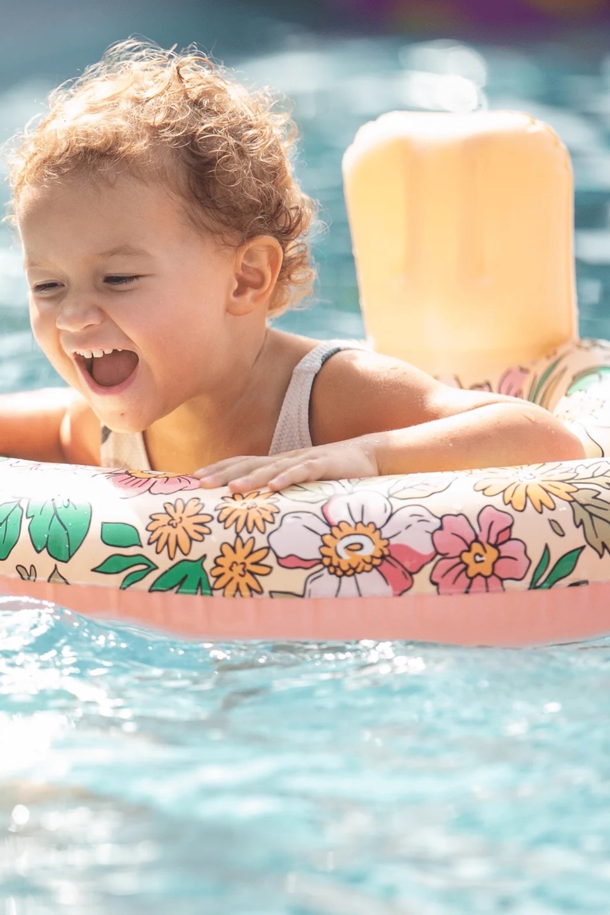 Swim Essentials Pink Blossom Bebek Sırt Destekli Yüzme Simidi 0-1 Yaş Çok Renkli