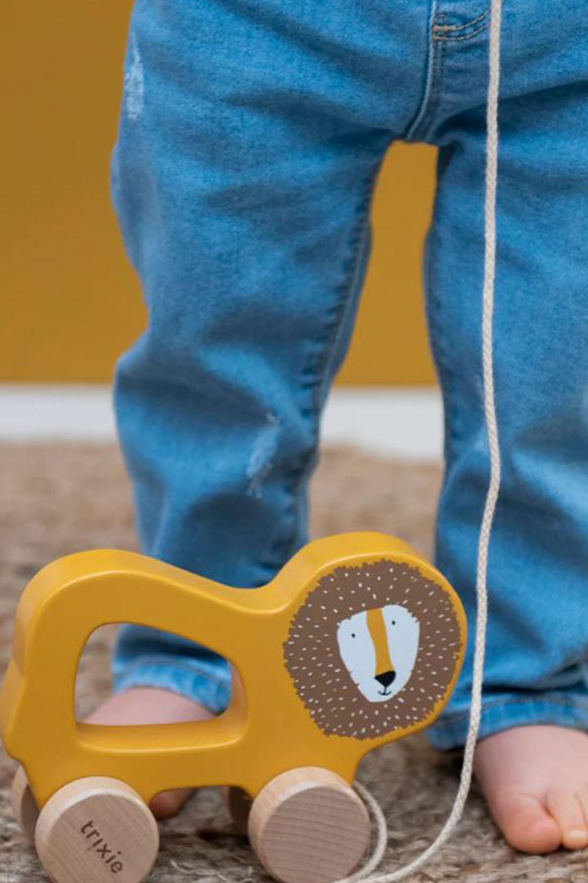 TRIXIE - WOODEN PULL ALONG TOY (MR.LION) - Ahşap İpli Oyuncak Lion
