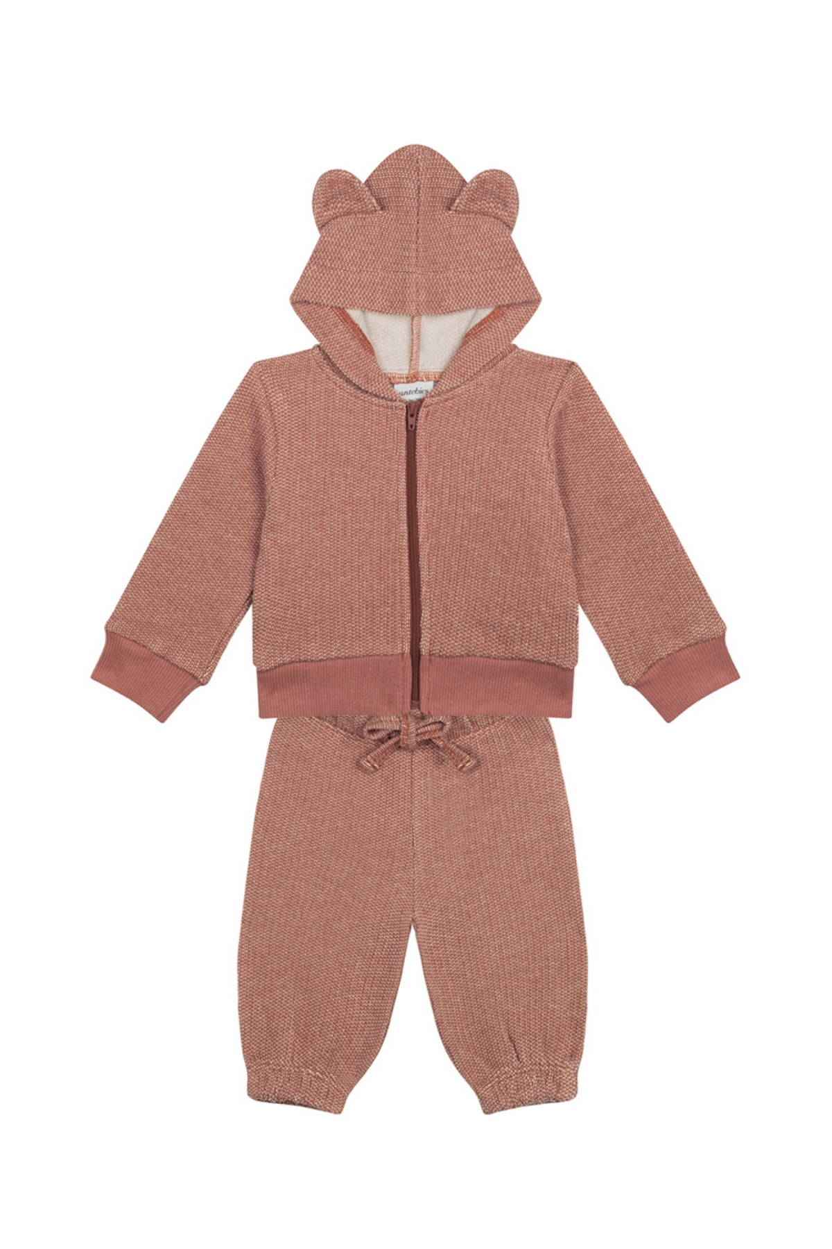 Antebies / Turuncu Futter Ayı Kulaklı Sweatshirt Pantolon Set Turuncu