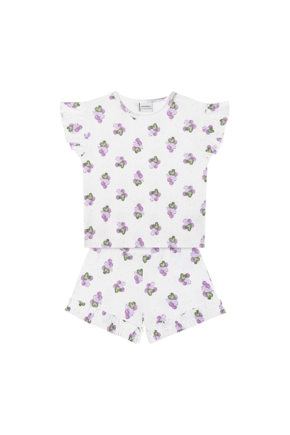 Üzüm Sezonu Şortlu Pijama Takımı Mor