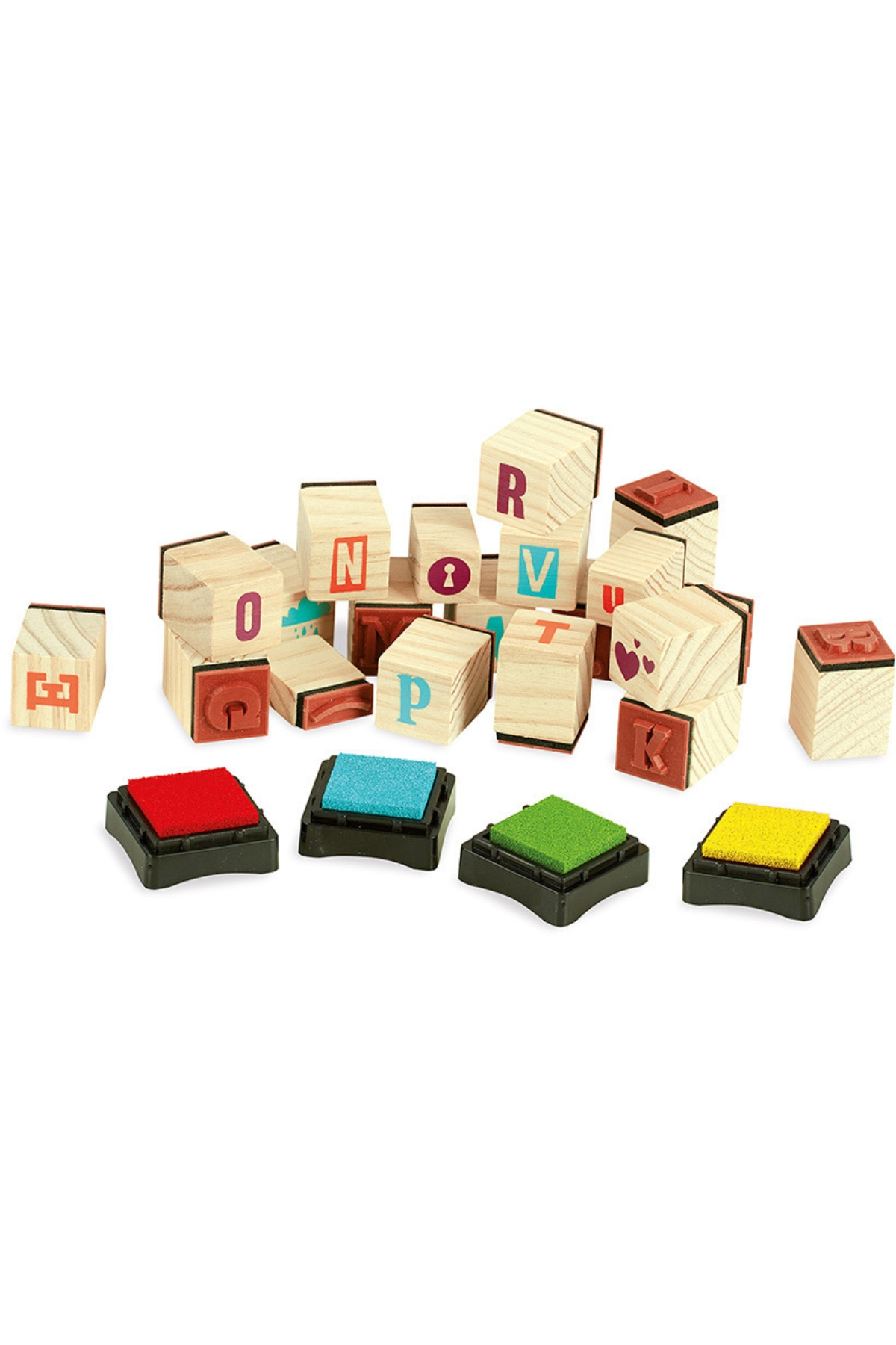 Vilac - First Printers ABC Stamps - İlk Baskı ABC Mühürler Çok Renkli
