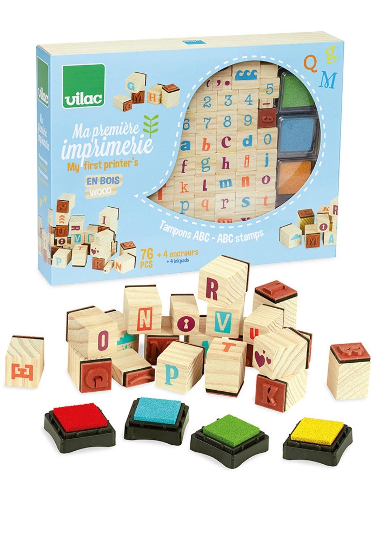 Vilac - First Printers ABC Stamps - İlk Baskı ABC Mühürler Çok Renkli