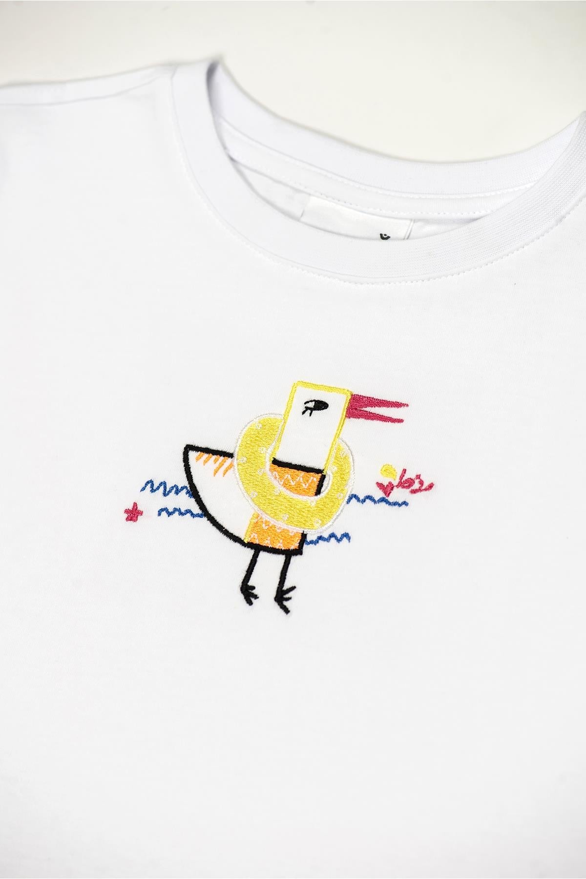 Beetlebeez / Wings and Waves T-Shirt Kısa Kollu Nakışlı Çocuk T-Shirt Beyaz