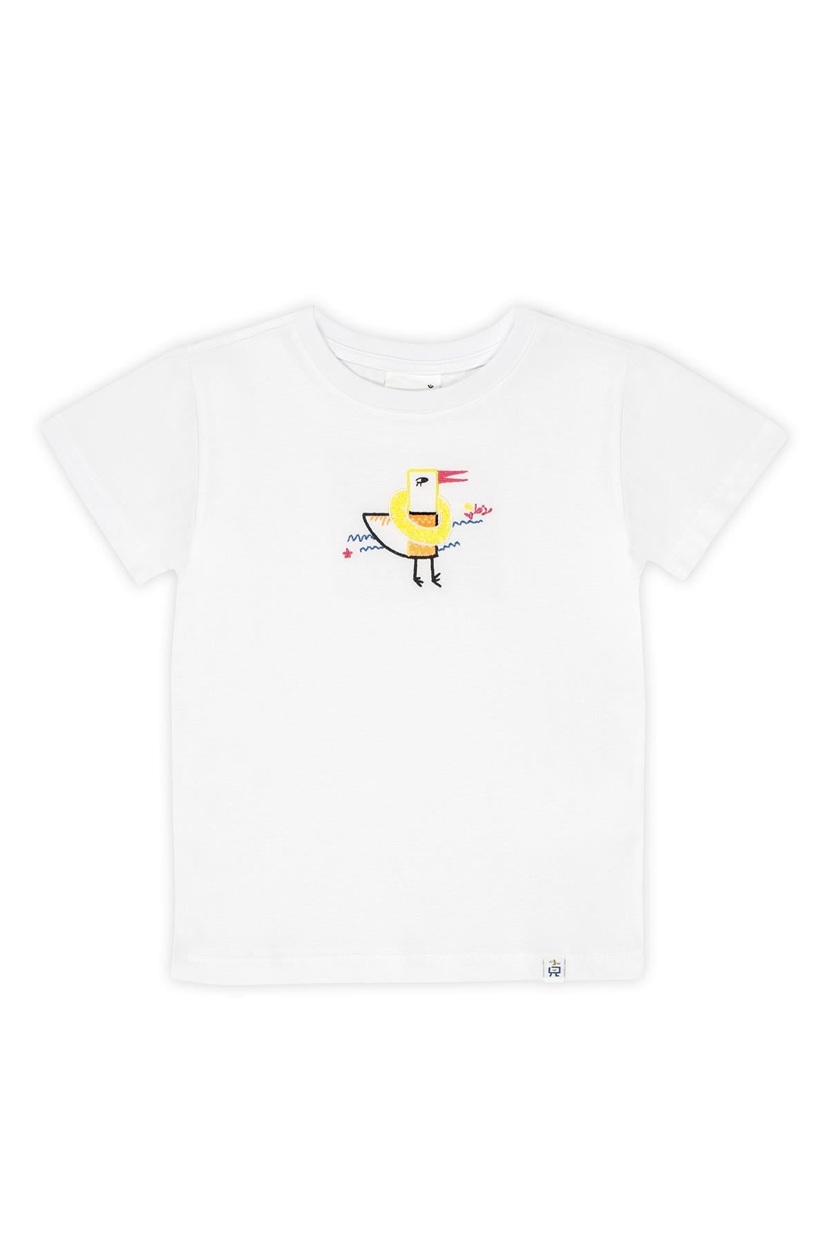 Beetlebeez / Wings and Waves T-Shirt Kısa Kollu Nakışlı Çocuk T-Shirt Beyaz