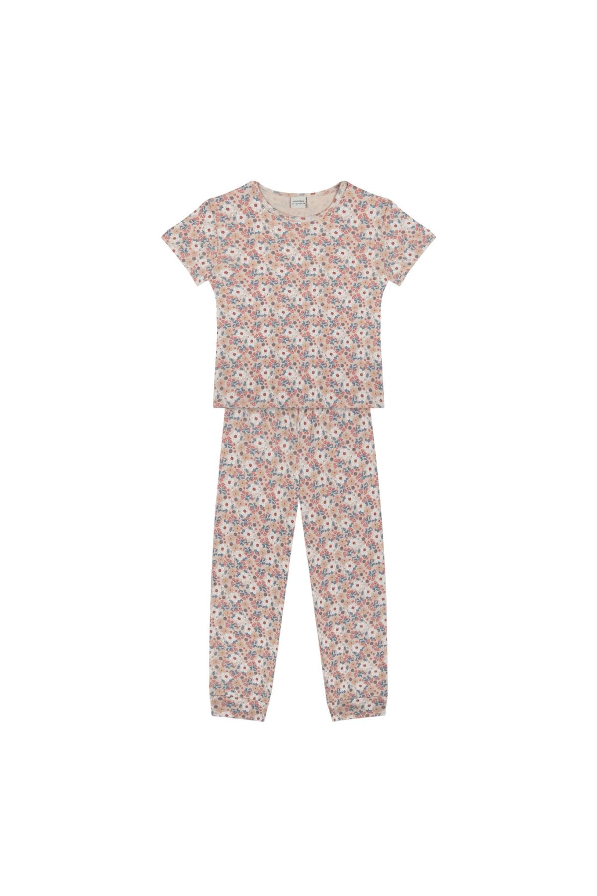 Yaz Buketi Kısa Kollu Pijama Takımı Pembe