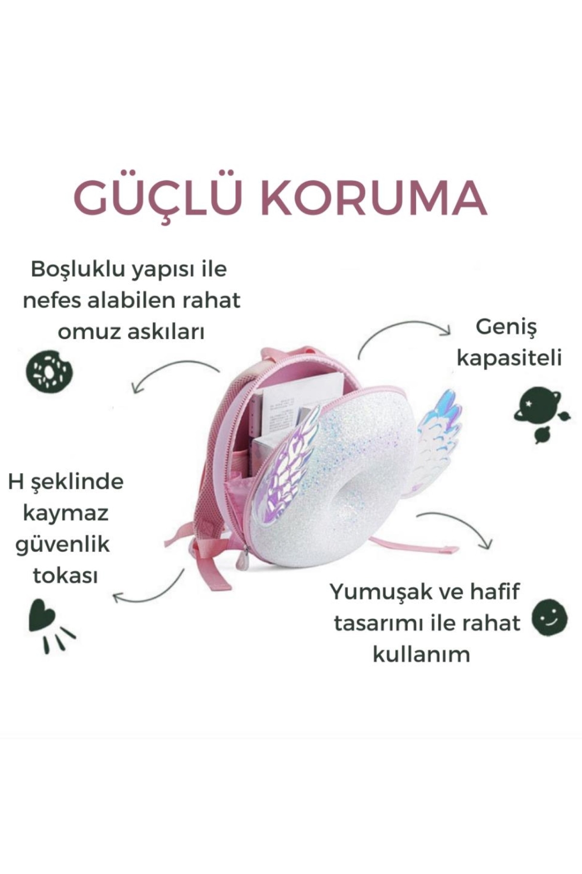 Zoyzoii Donut Serisi Sırt Çantası / Shiny Angel Çok Renkli