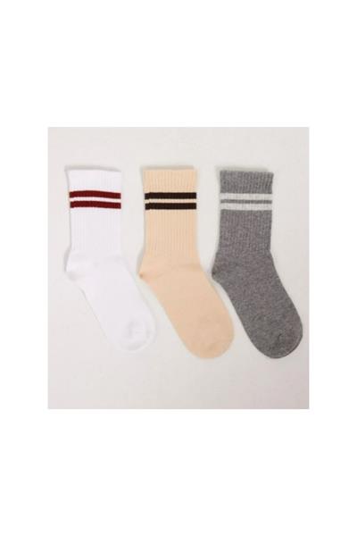 3 lü Paket Şeritli Erkek Çocuk Soket Çorap Çok Renkli